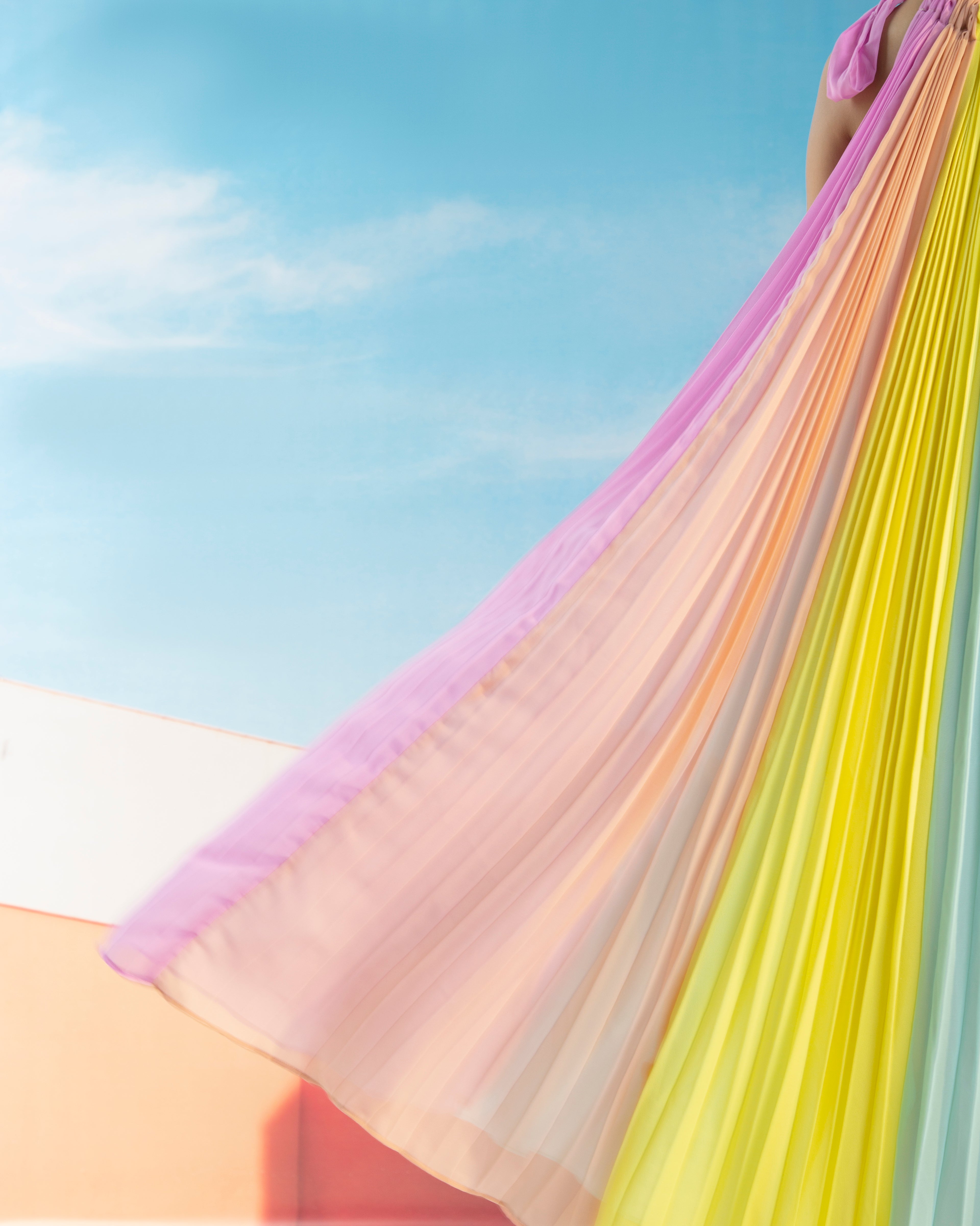 PASTEL COLOURED PLEATED DRESS