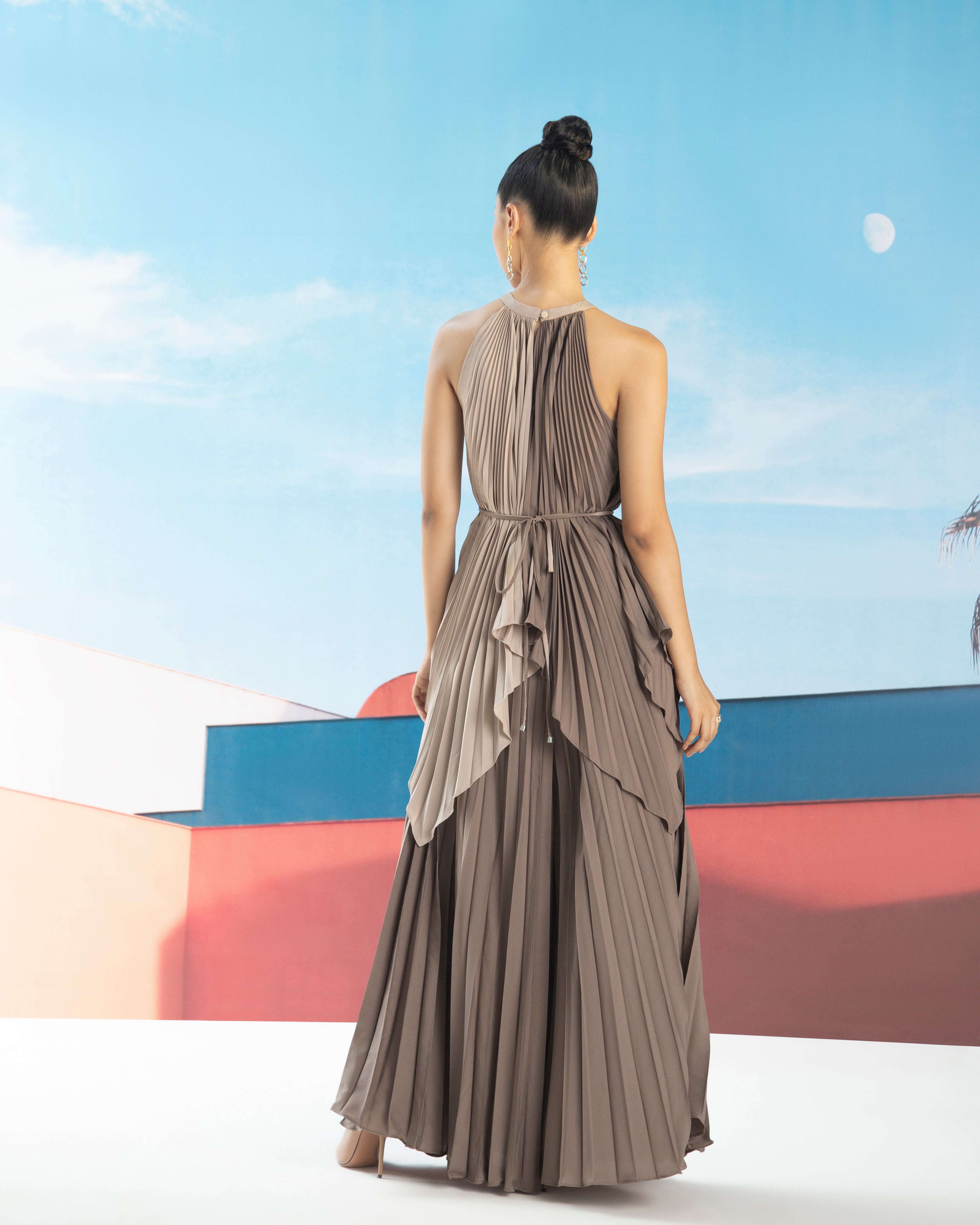 BROWN FLAIR PLEATED PANT