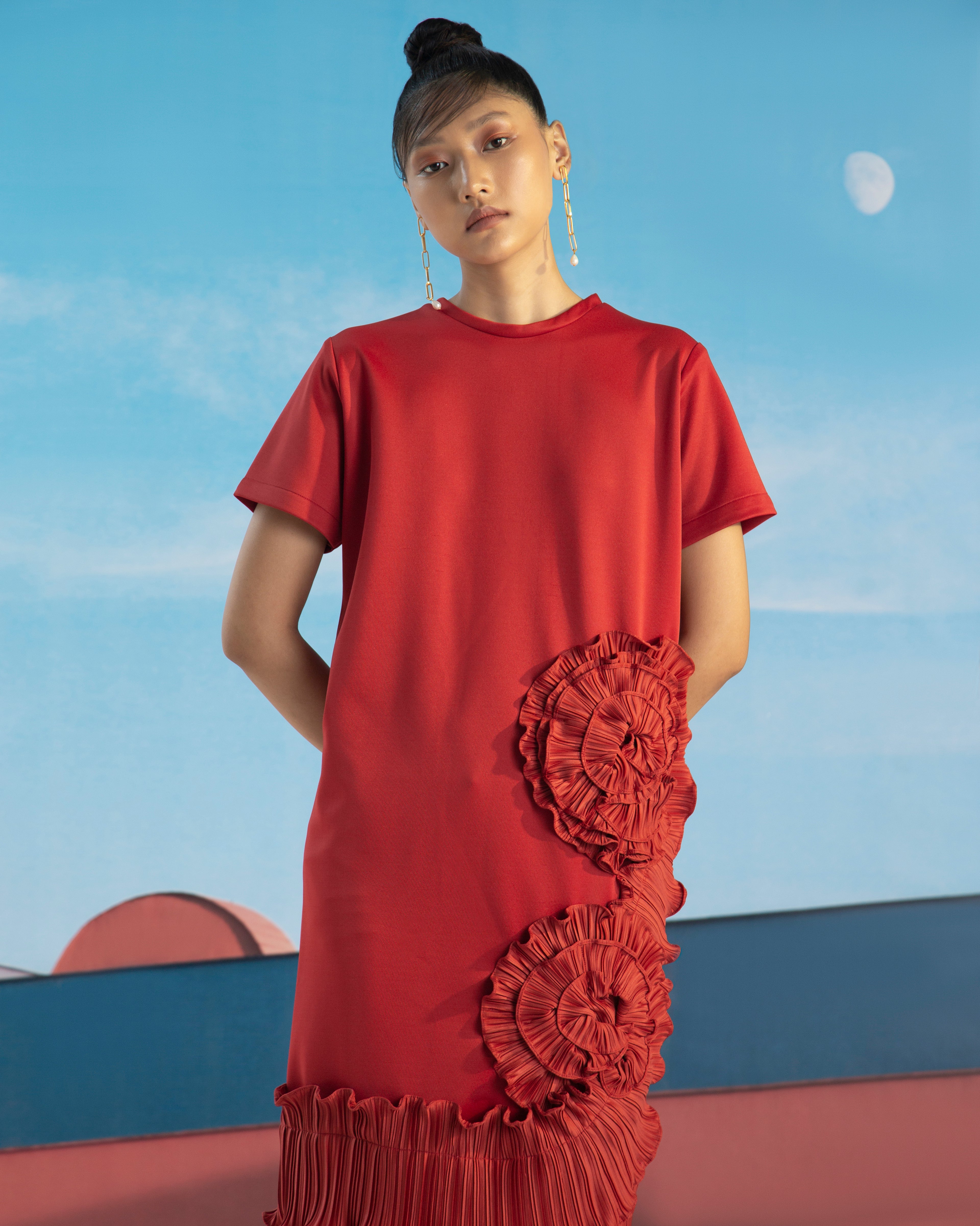 ORANGE FLOWER EDGE DRESS