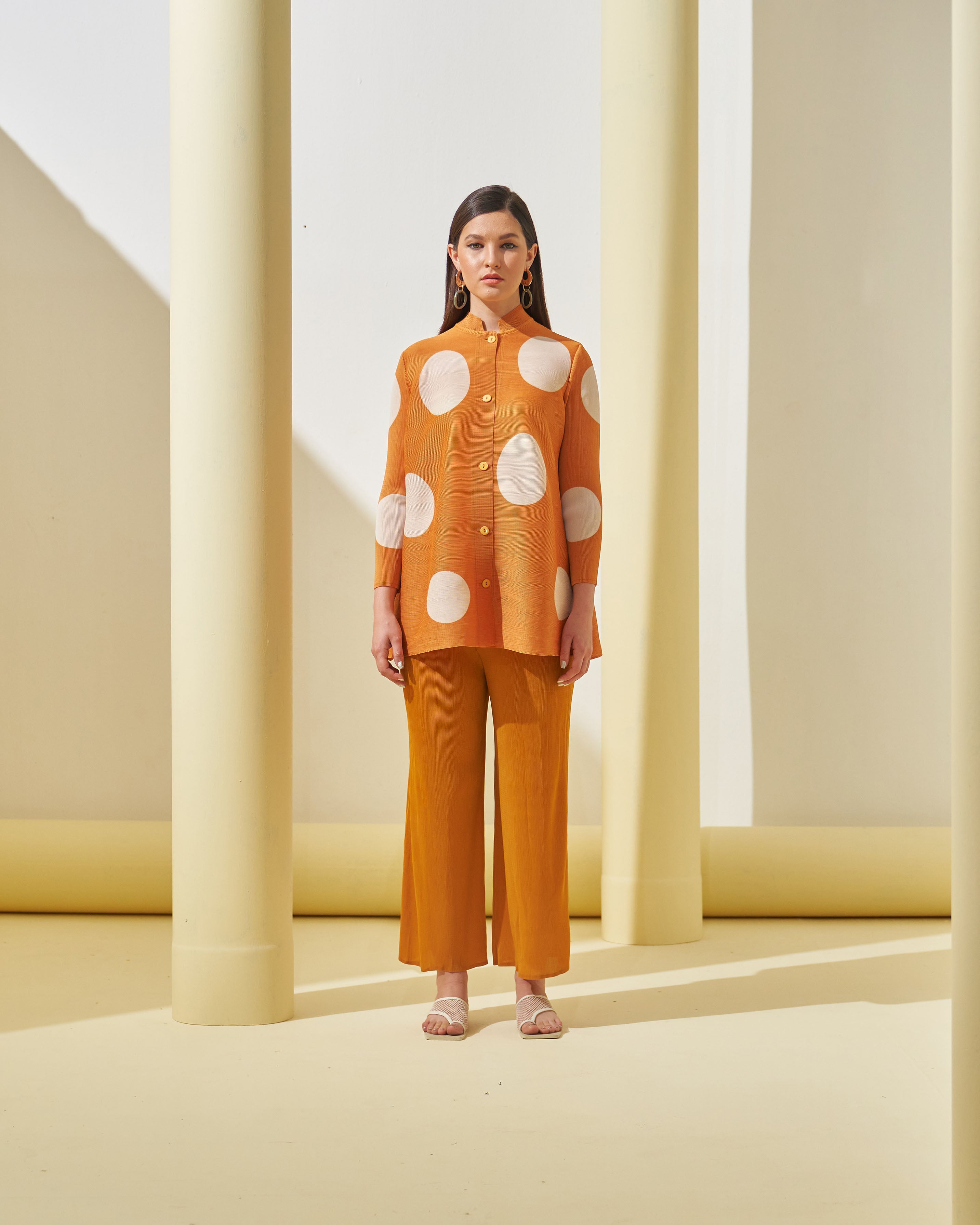 ORANGE POLKA DOT COORD SET