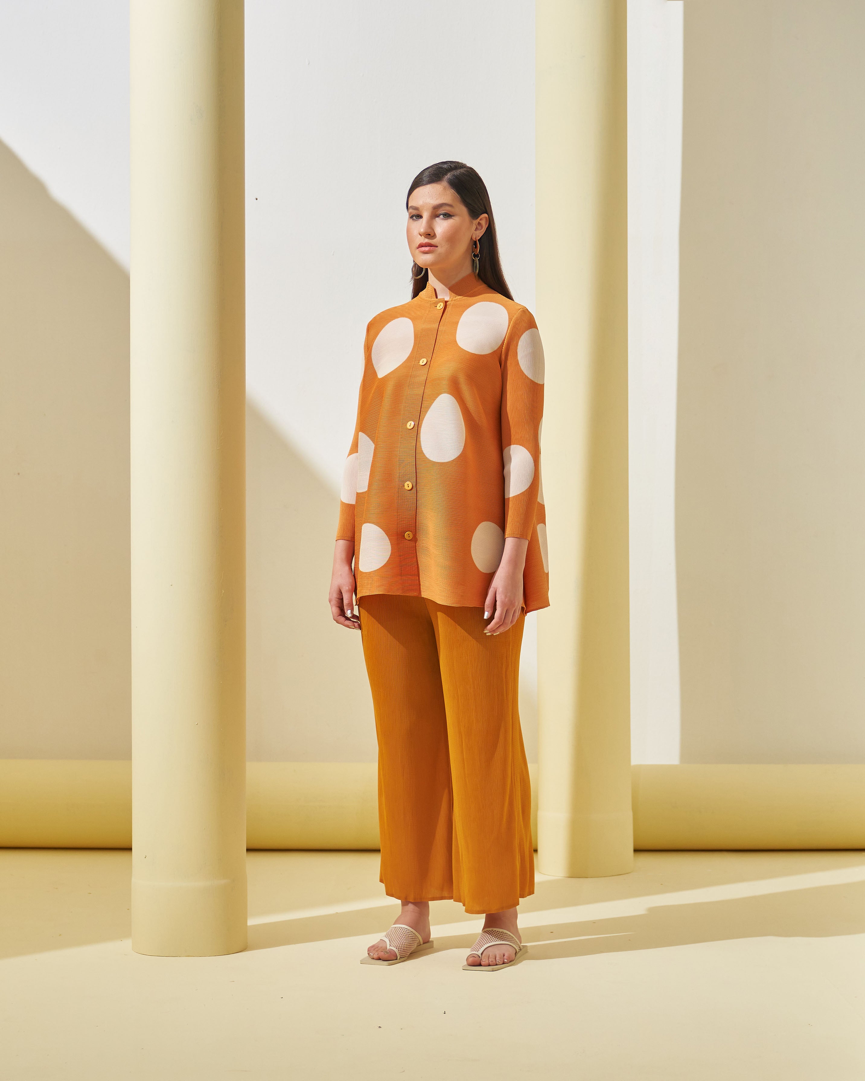 ORANGE POLKA DOT COORD SET