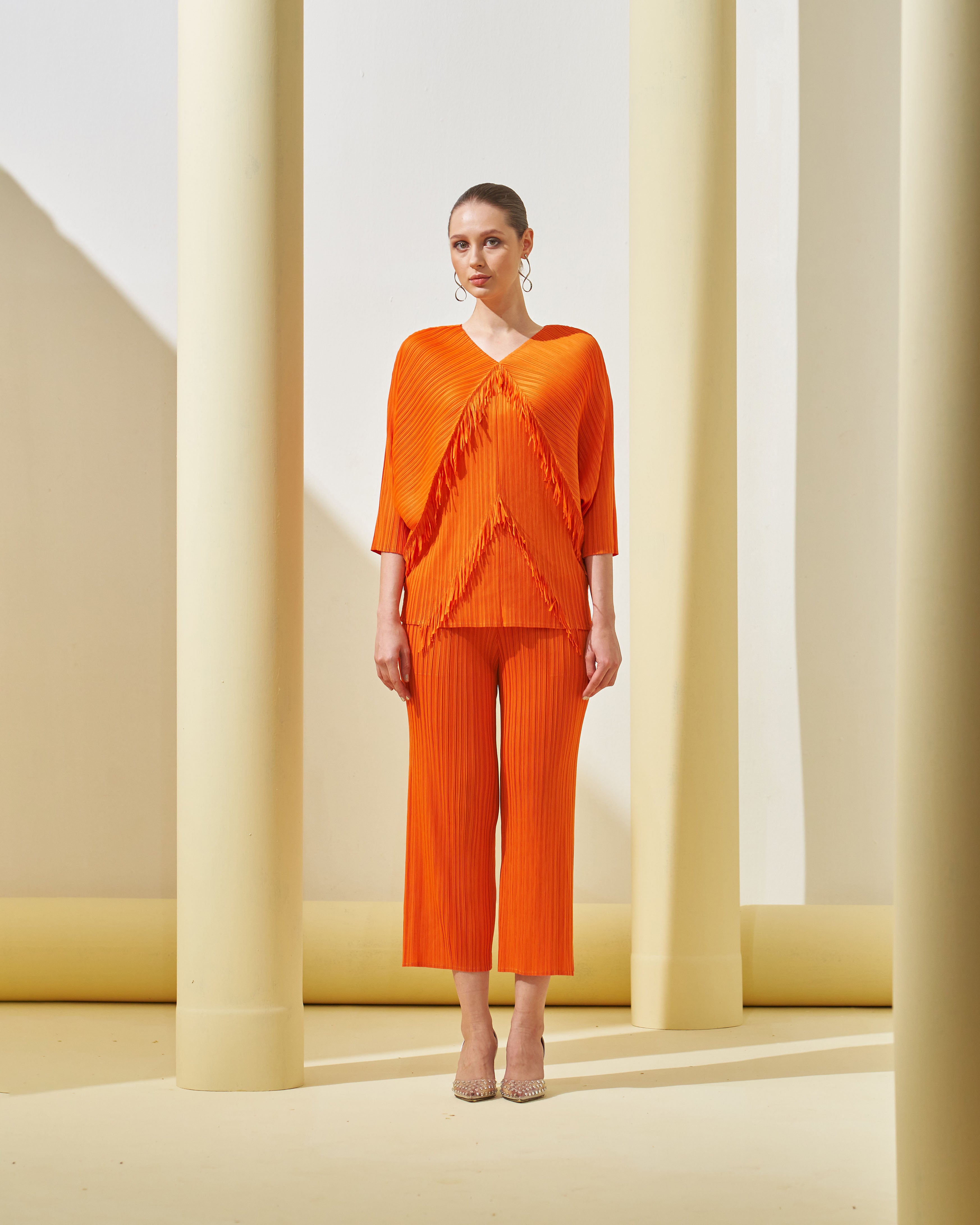 ORANGE FRINGE COORD SET