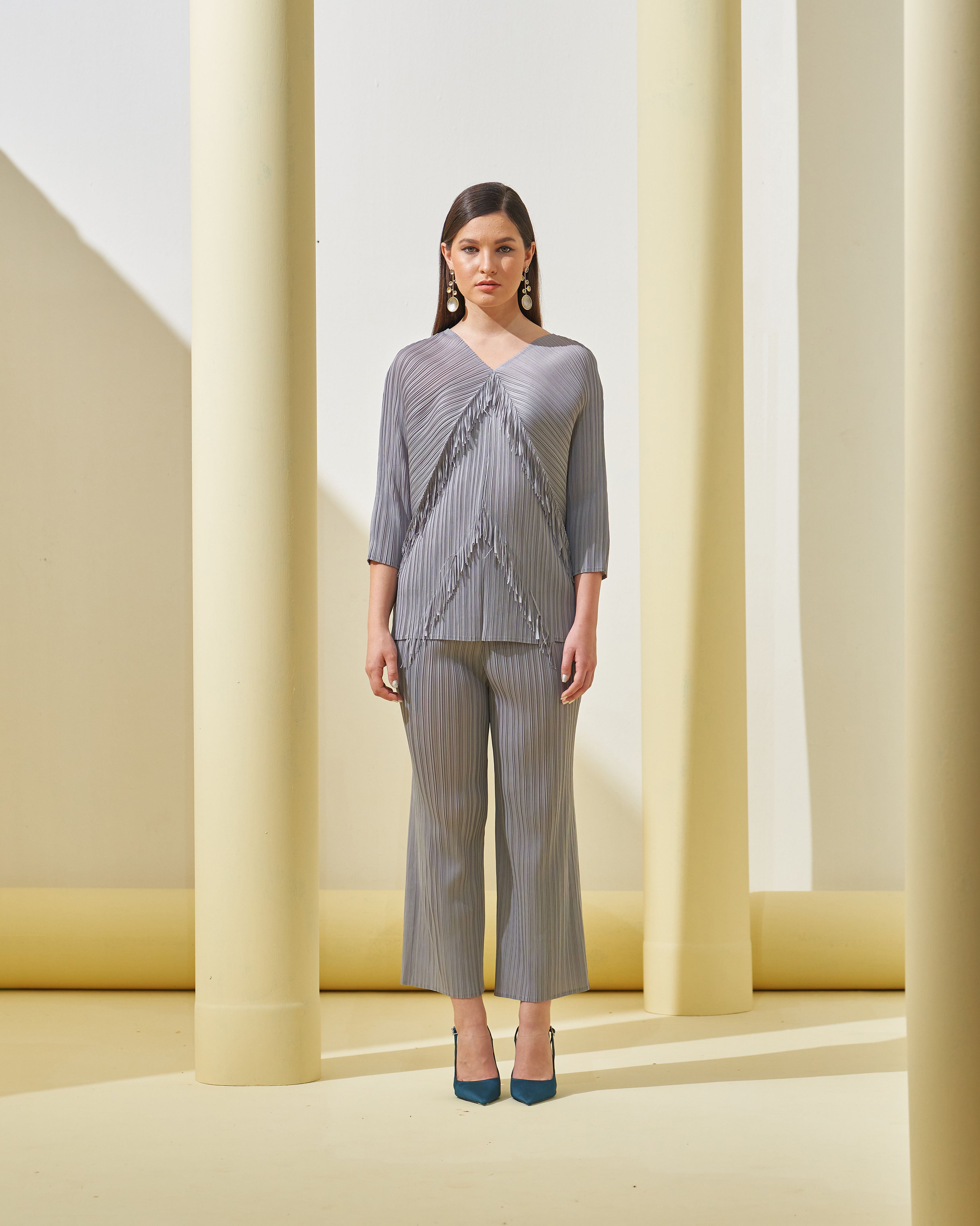 GREY FRINGE COORD SET