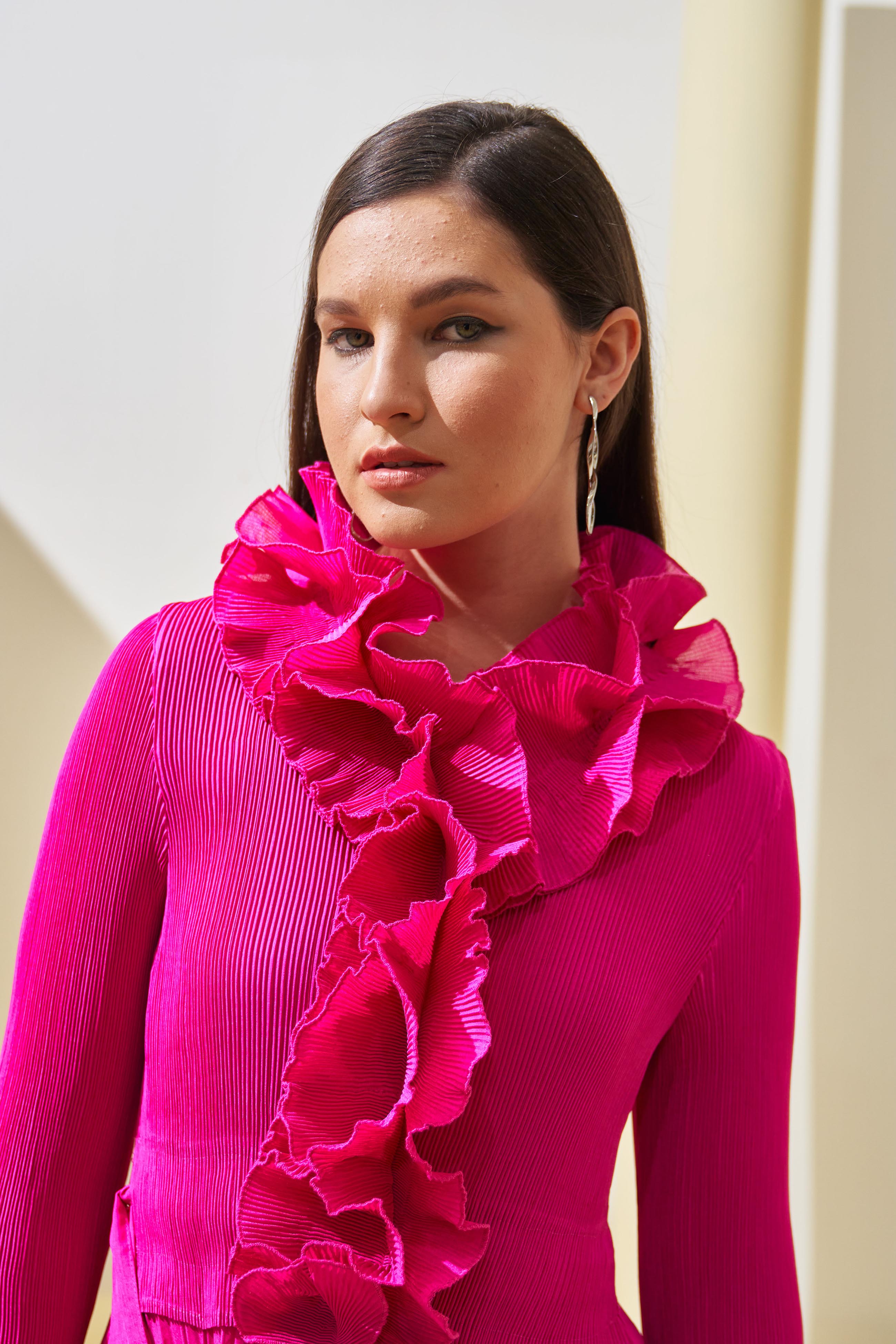 FUSICA FRILL NECK DRESS