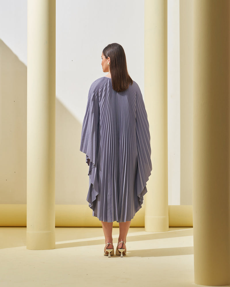 GREY PLEATED CAPE