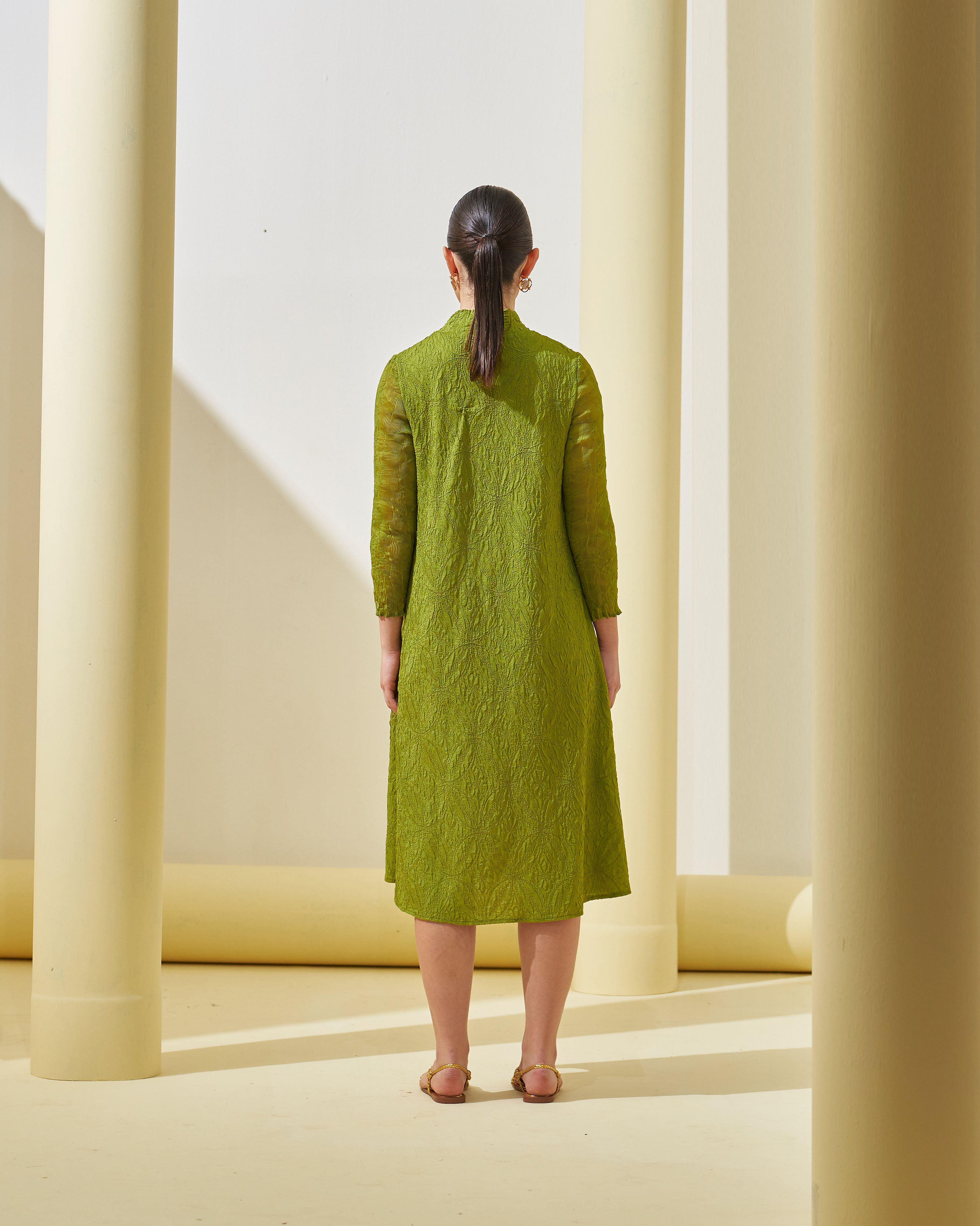 LIME GREEN BLOOM FLOWER 3D DRESS