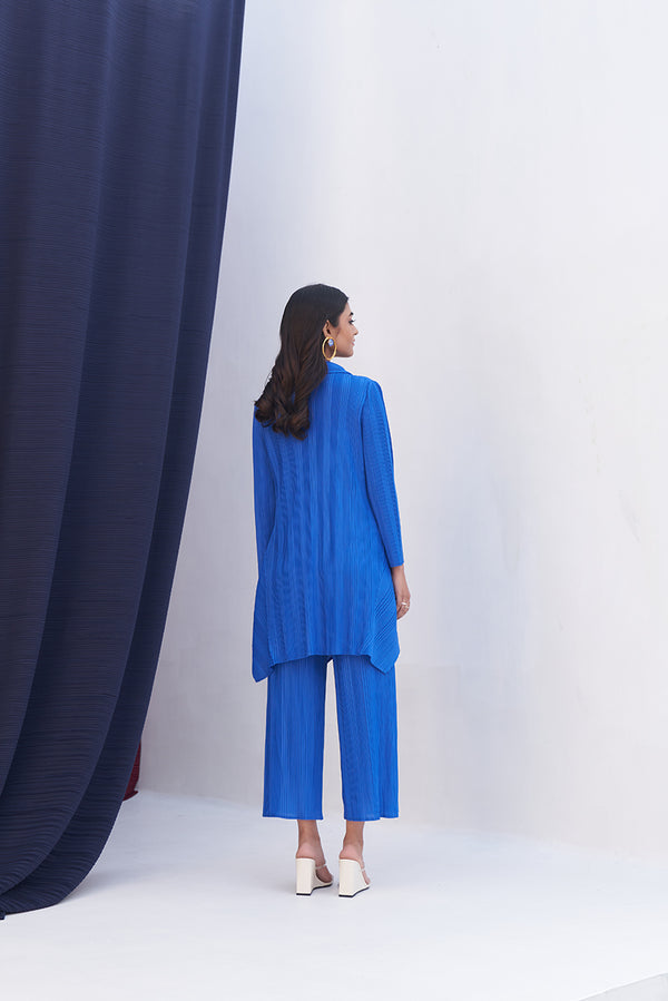 BLUE FRENCH PLEATED COORD SET