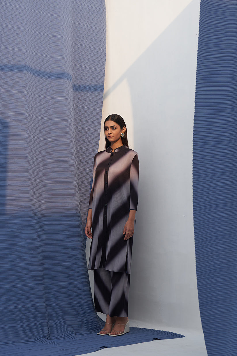 GREY LONG SLEEVES DIAGONAL COORD SET