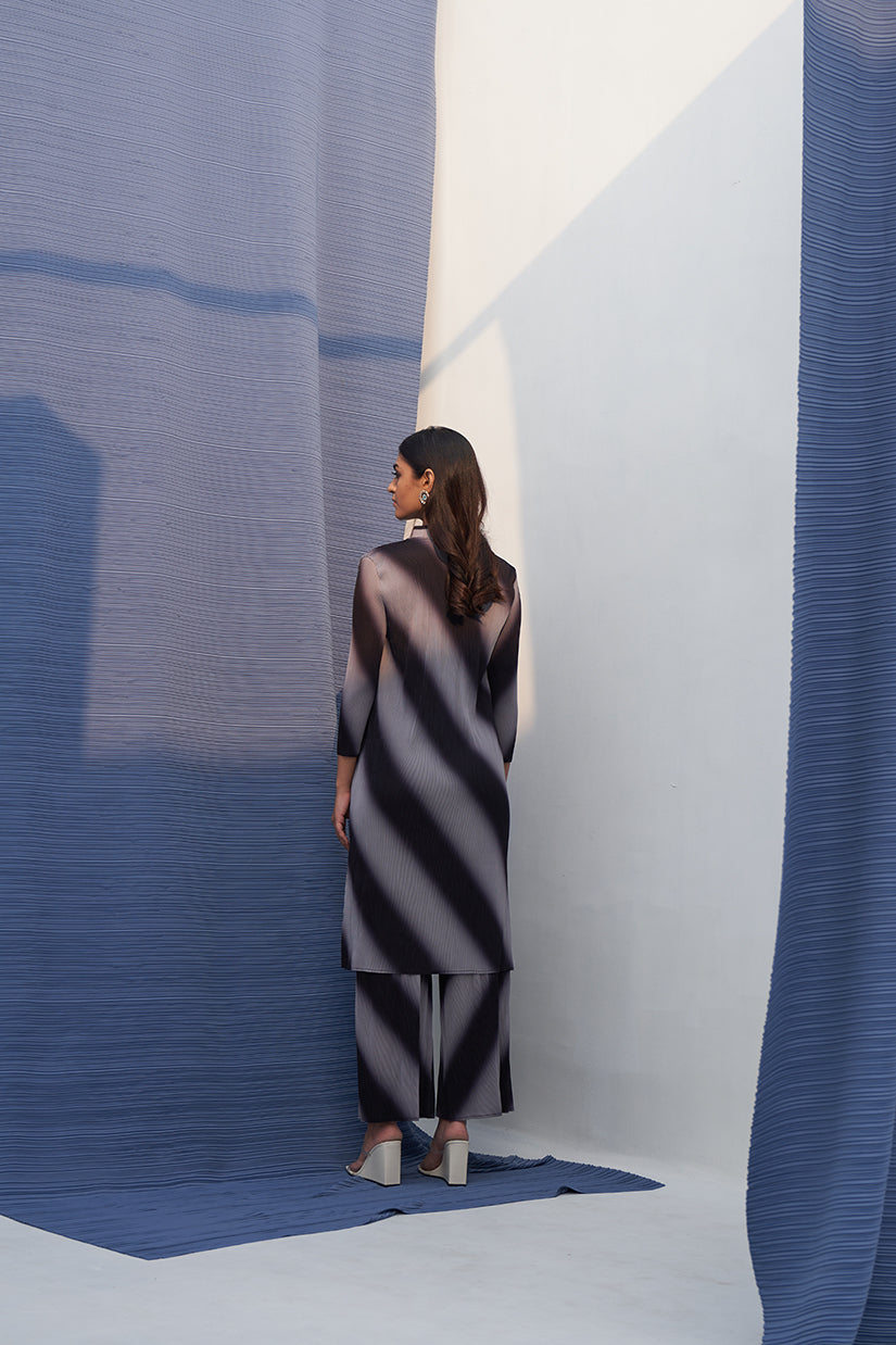 GREY LONG SLEEVES DIAGONAL COORD SET