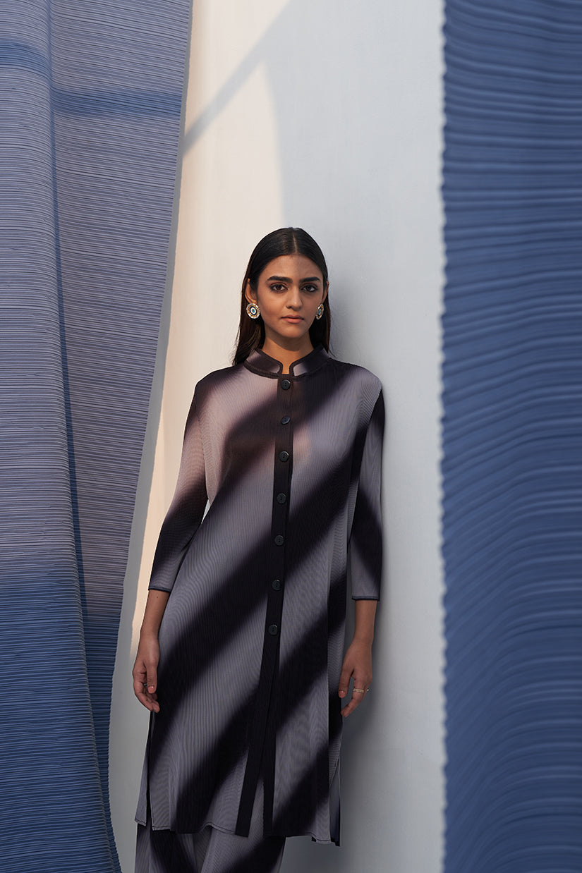 GREY LONG SLEEVES DIAGONAL COORD SET