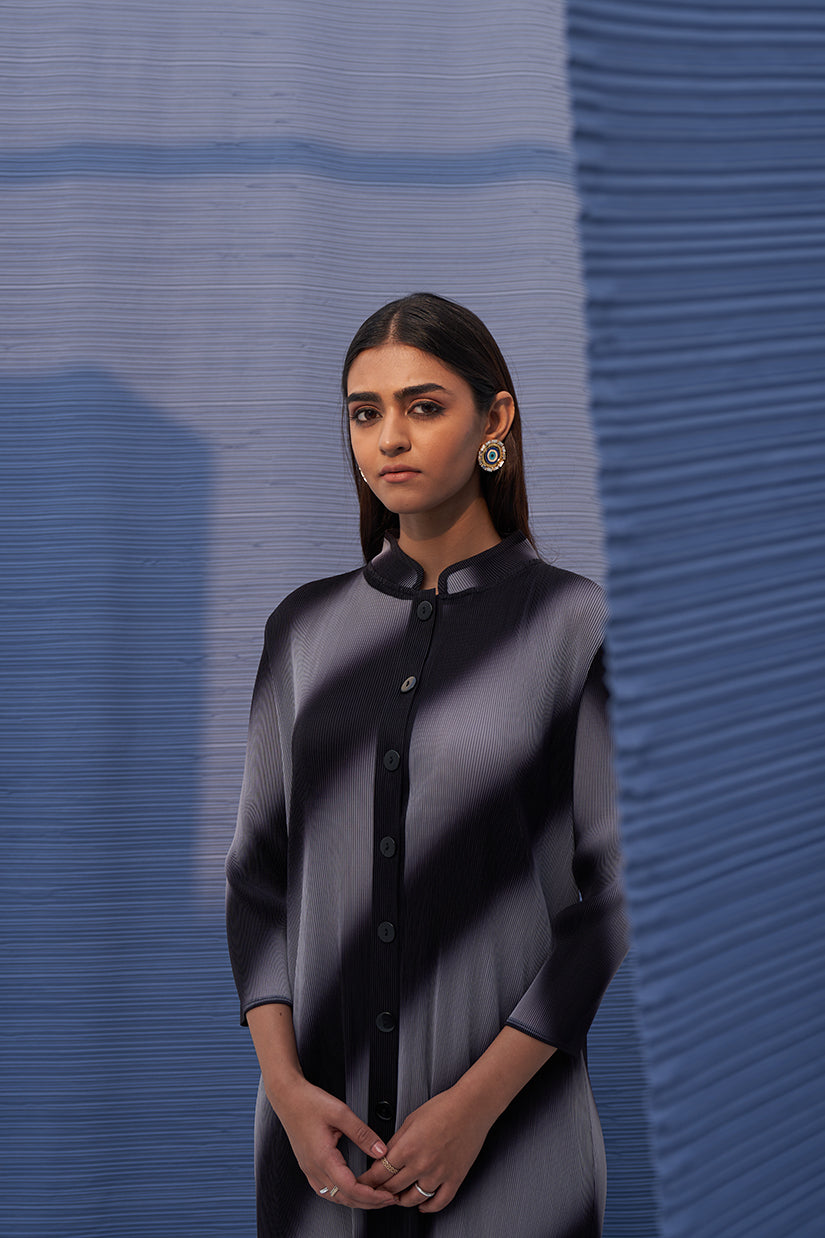 GREY LONG SLEEVES DIAGONAL COORD SET