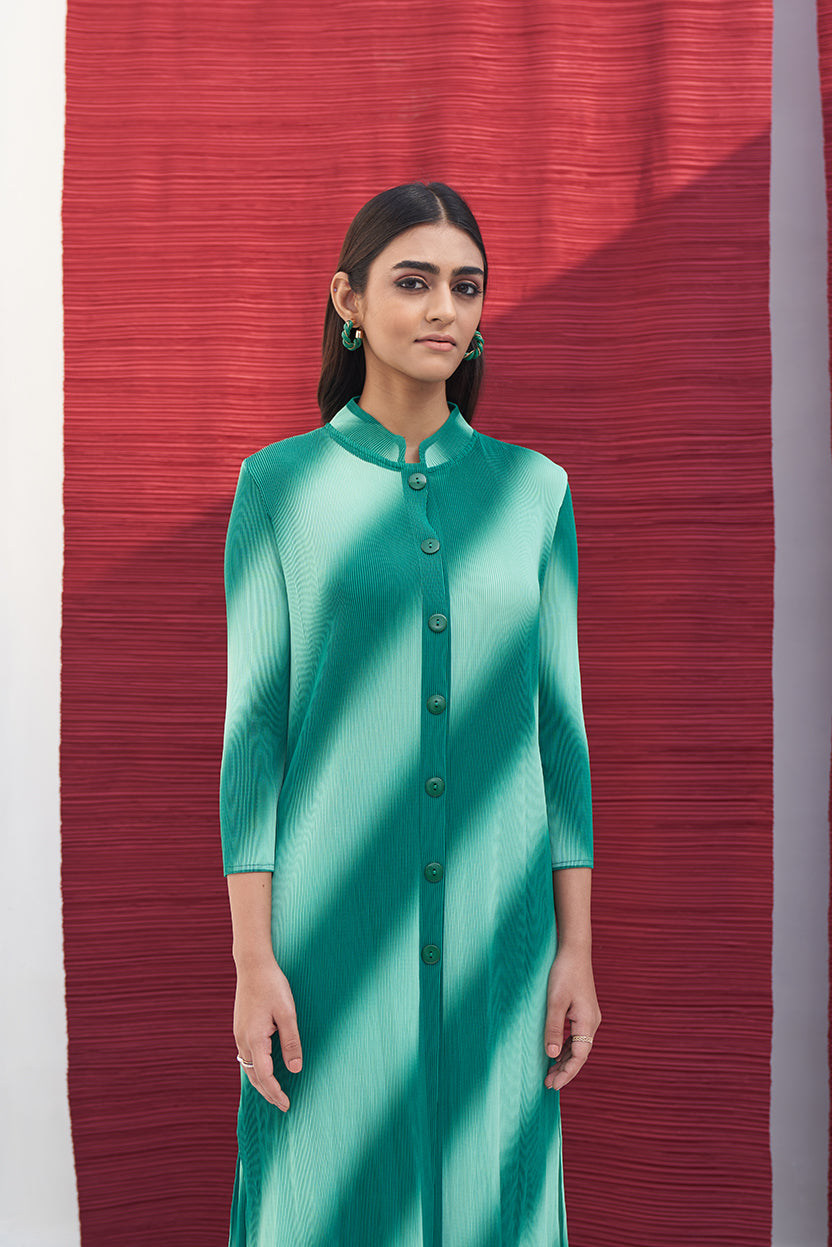 GREEN LONG SLEEVES DIAGONAL COORD SET