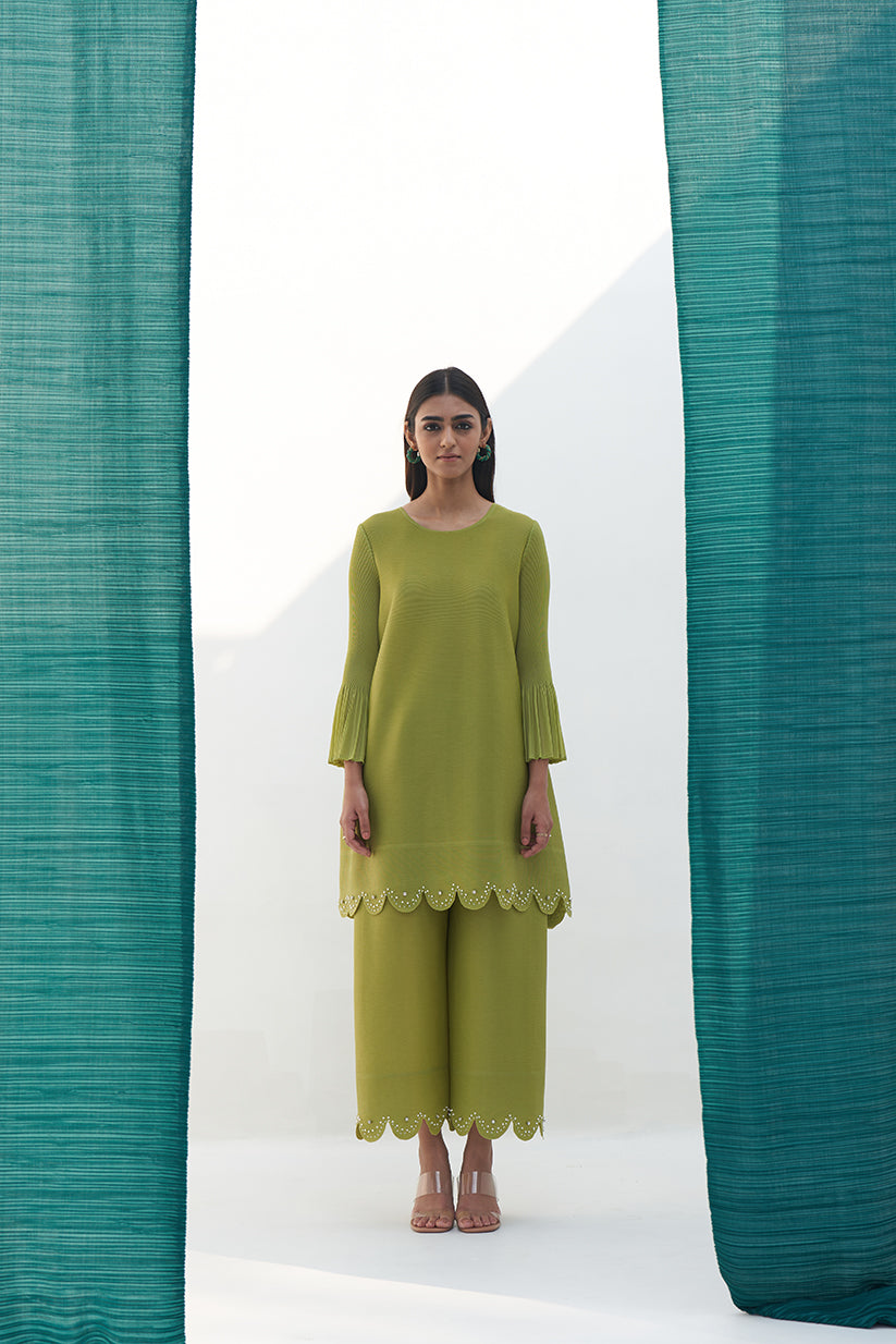 GREEN PEARL EMBROIDERED COORD SET