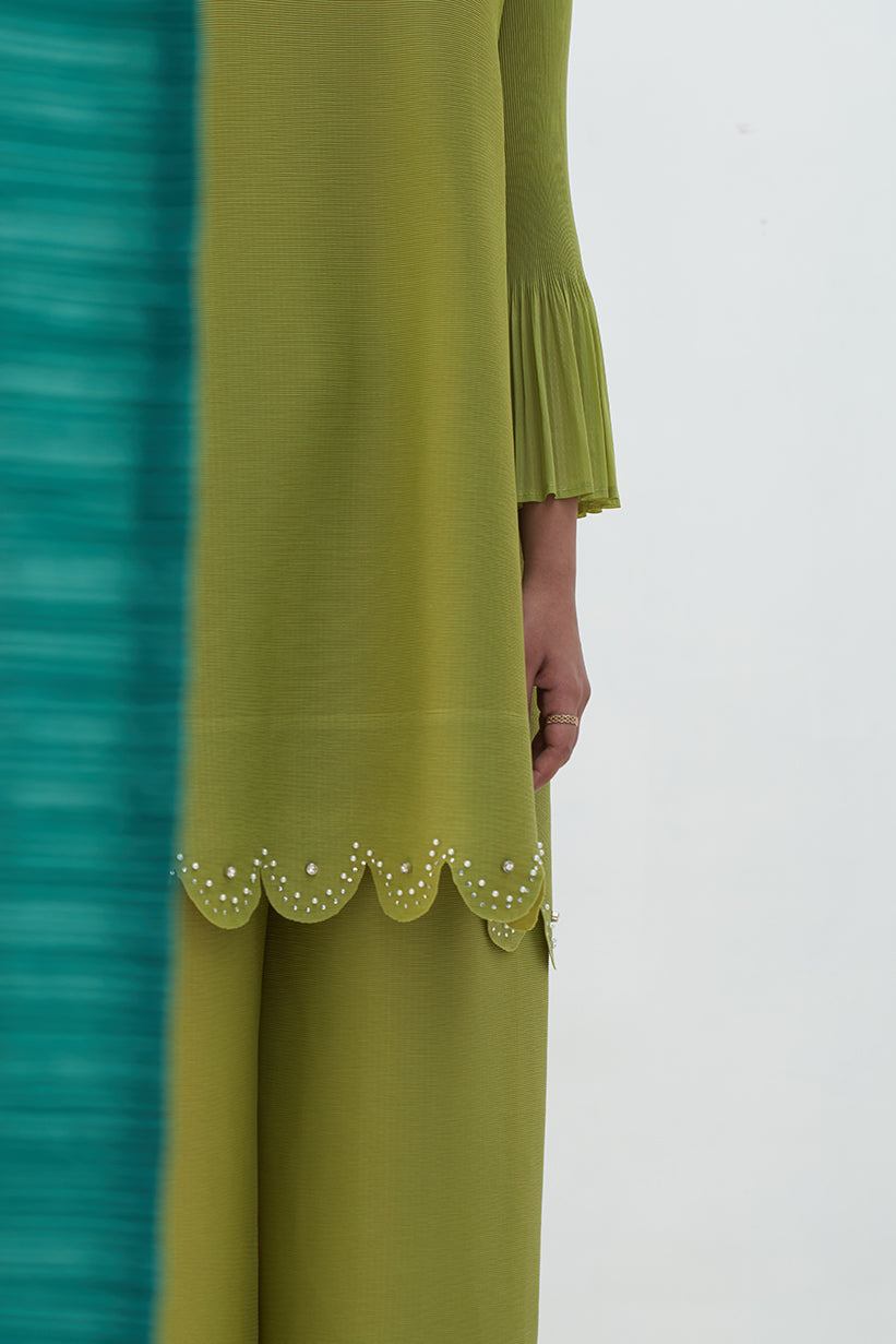 GREEN PEARL EMBROIDERED COORD SET