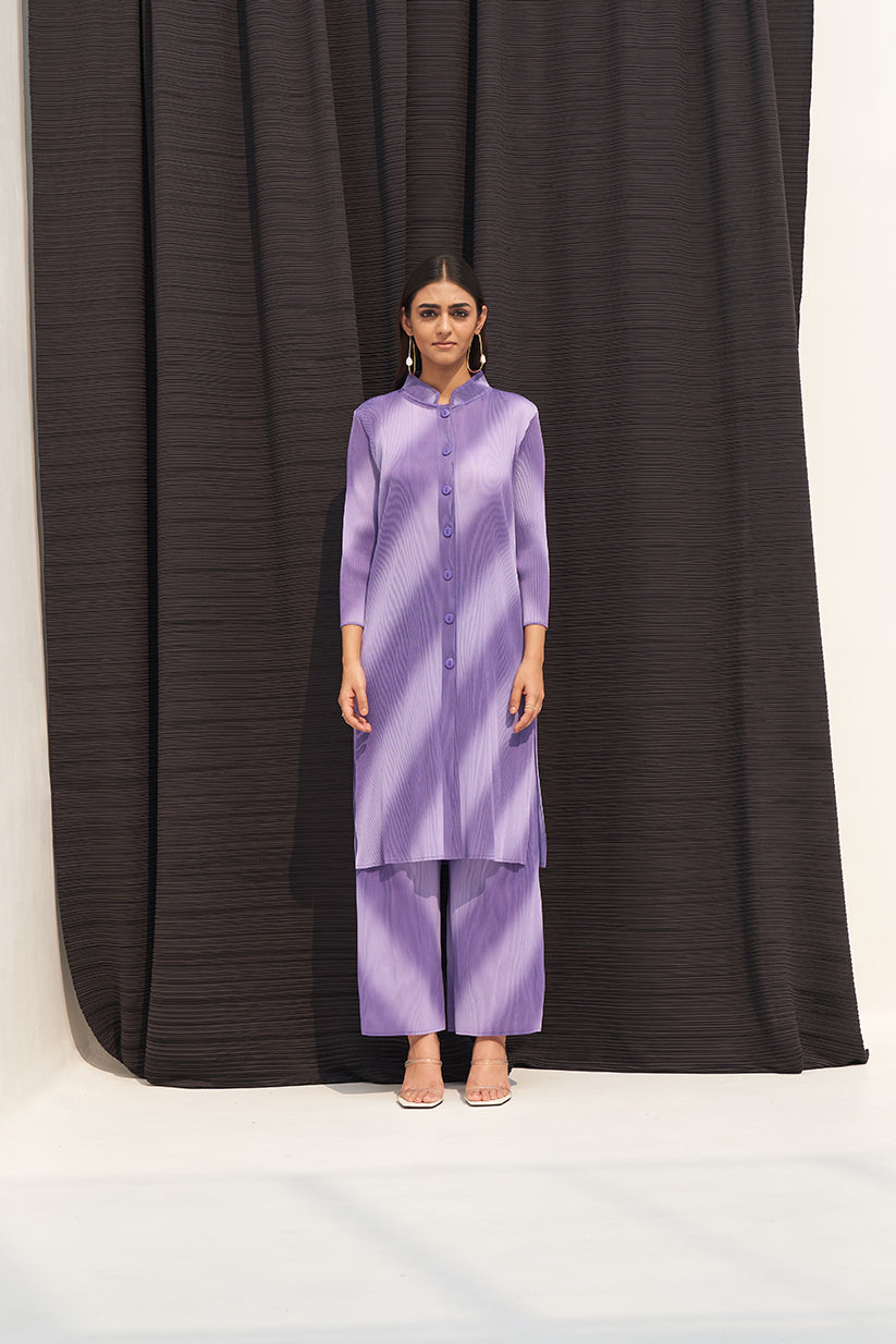 PURPLE LONG SLEEVES DIAGONAL COORD SET