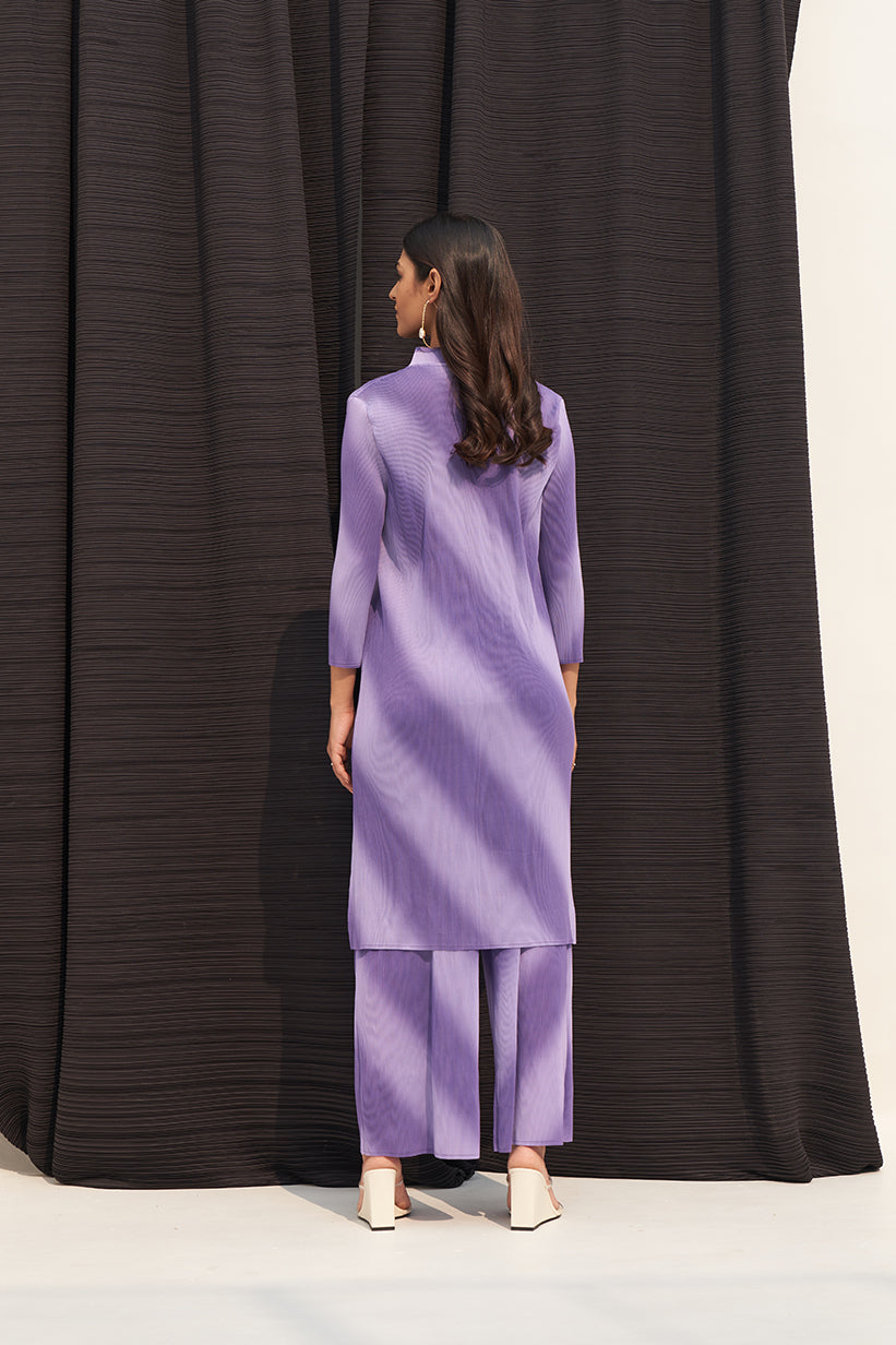 PURPLE LONG SLEEVES DIAGONAL COORD SET