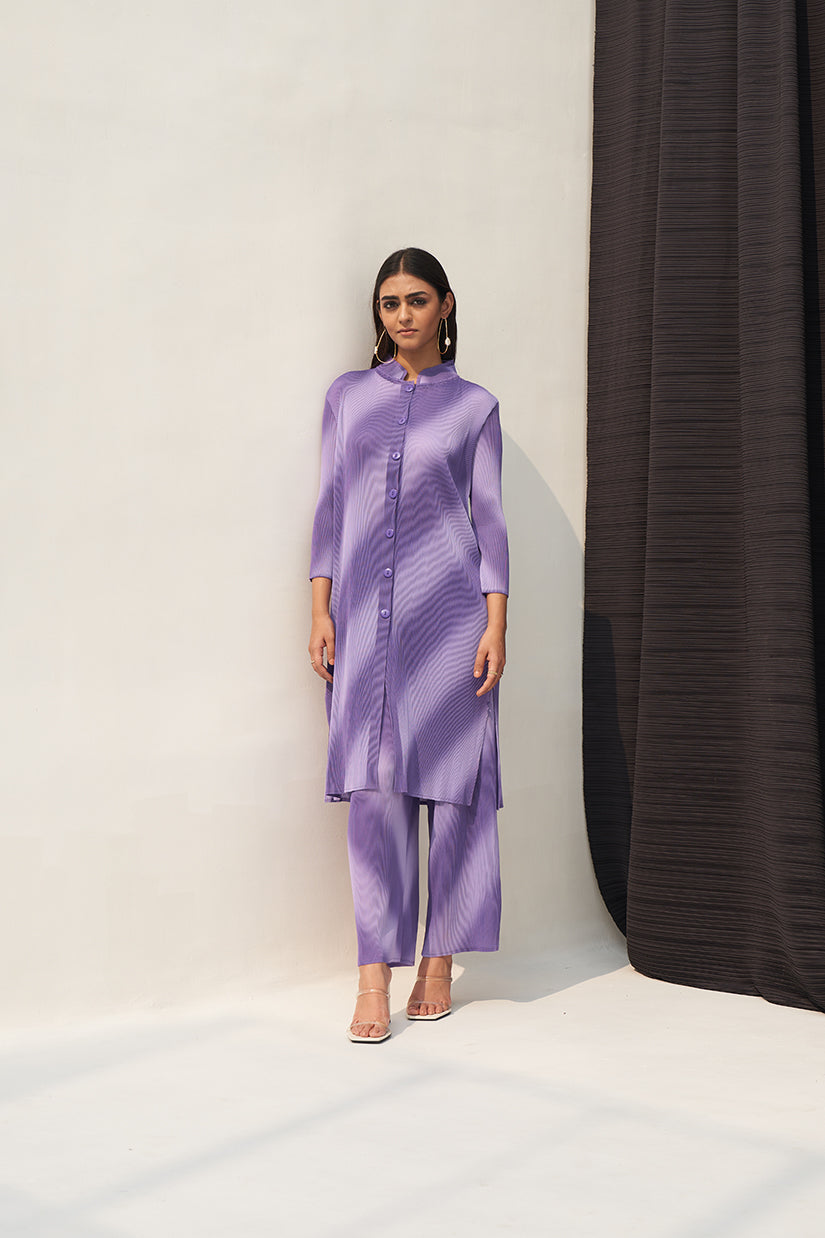 PURPLE LONG SLEEVES DIAGONAL COORD SET