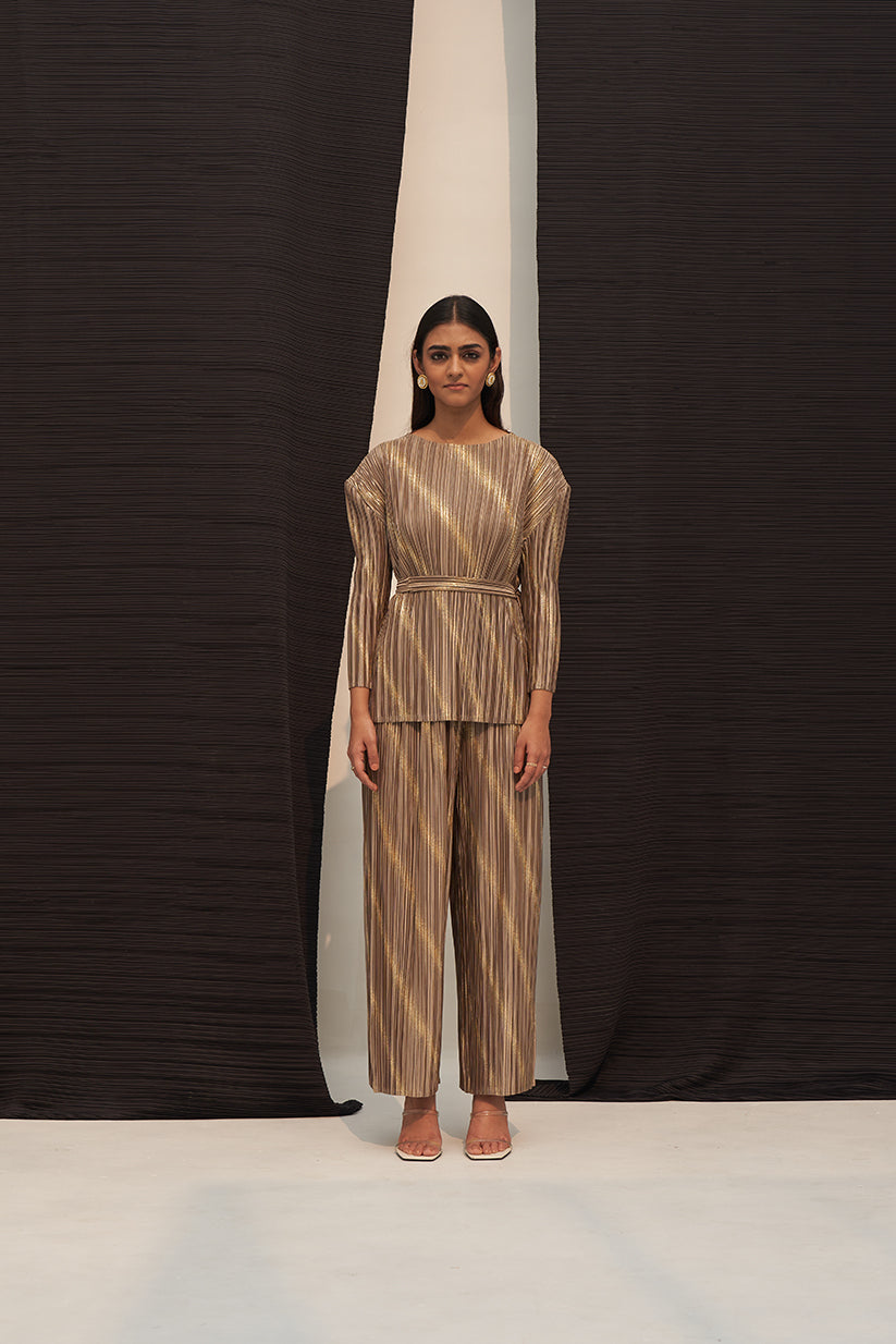 TWO TONE METALLIC COORD SET