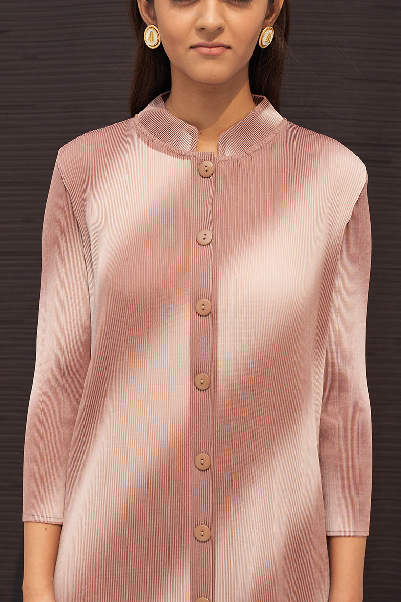 BROWN LONG SLEEVES DIAGONAL COORD SET