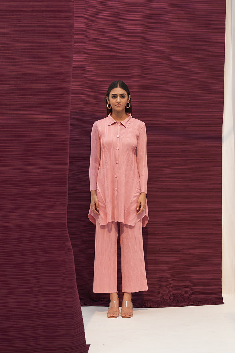 PINK FRENCH PLEATED COORD SET