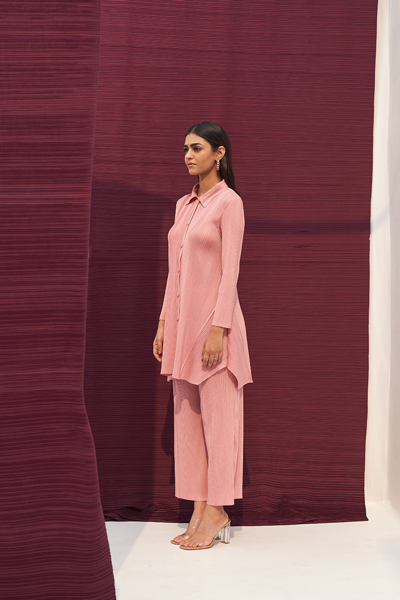 PINK FRENCH PLEATED COORD SET