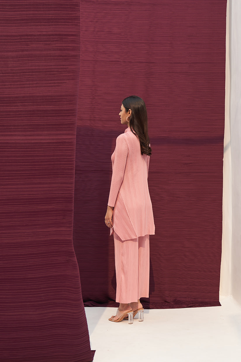 PINK FRENCH PLEATED COORD SET