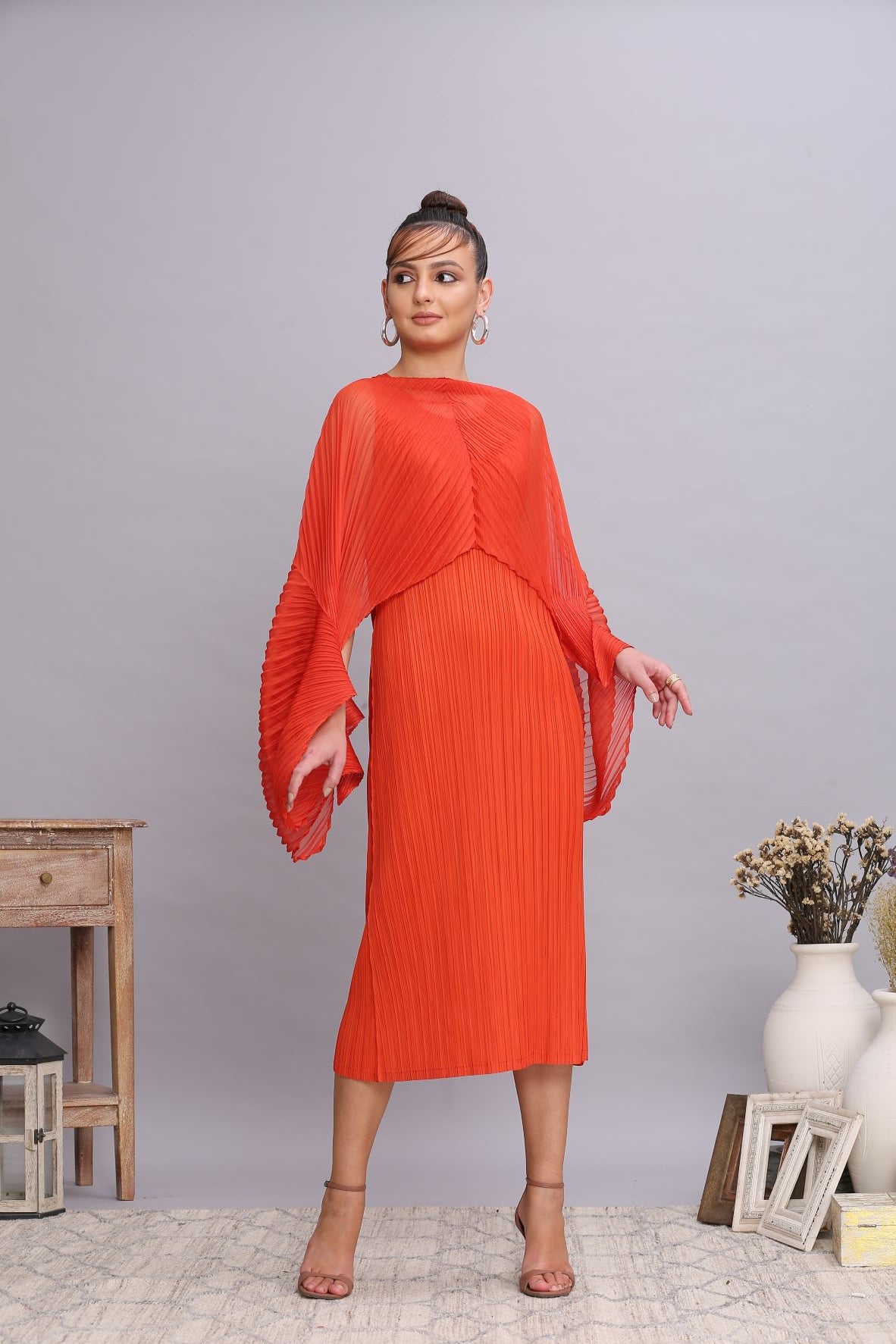 ORANGE DRESS WITH COVERUP