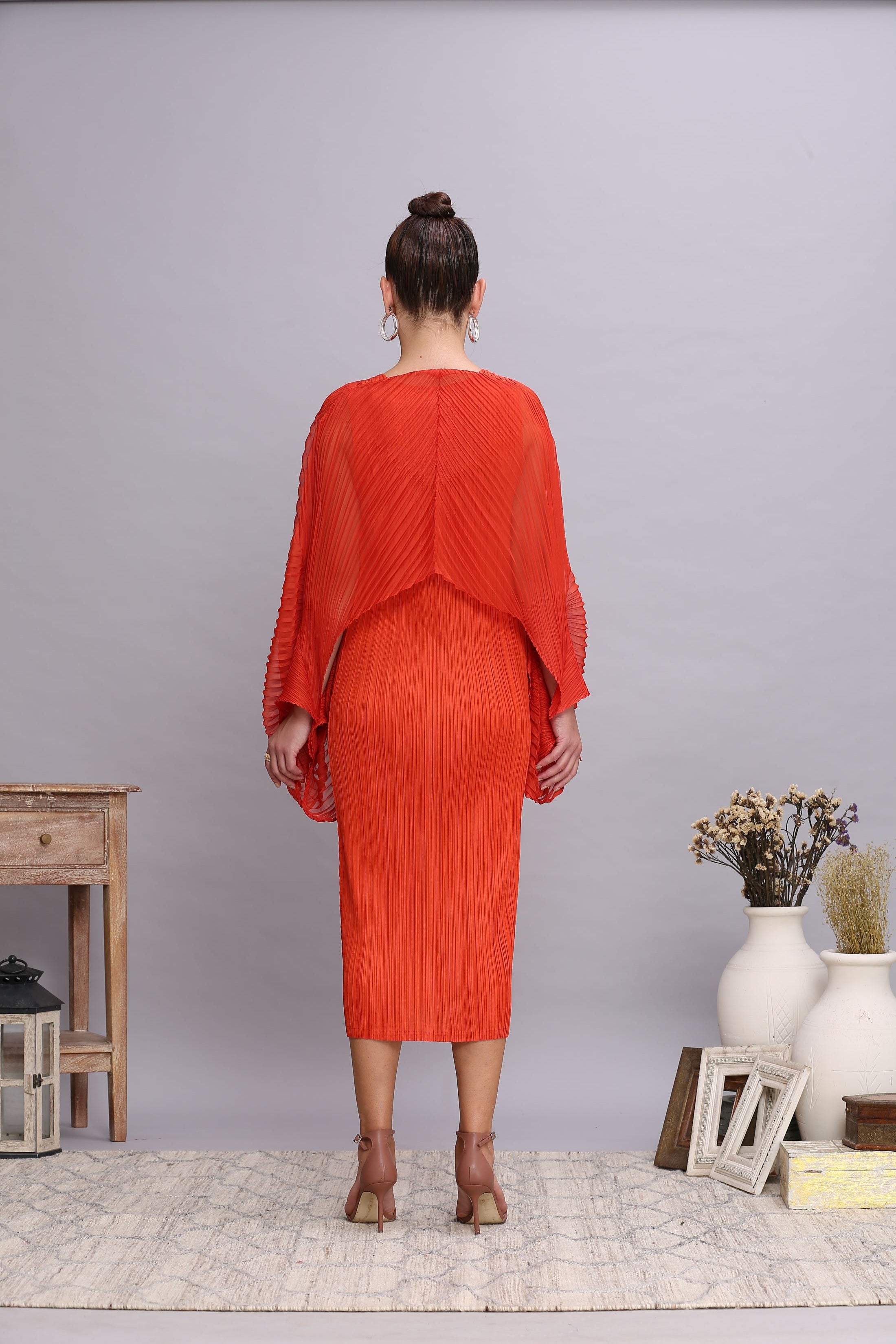 ORANGE DRESS WITH COVERUP