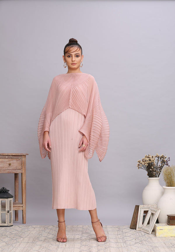 NUDE PINK DRESS WITH COVERUP