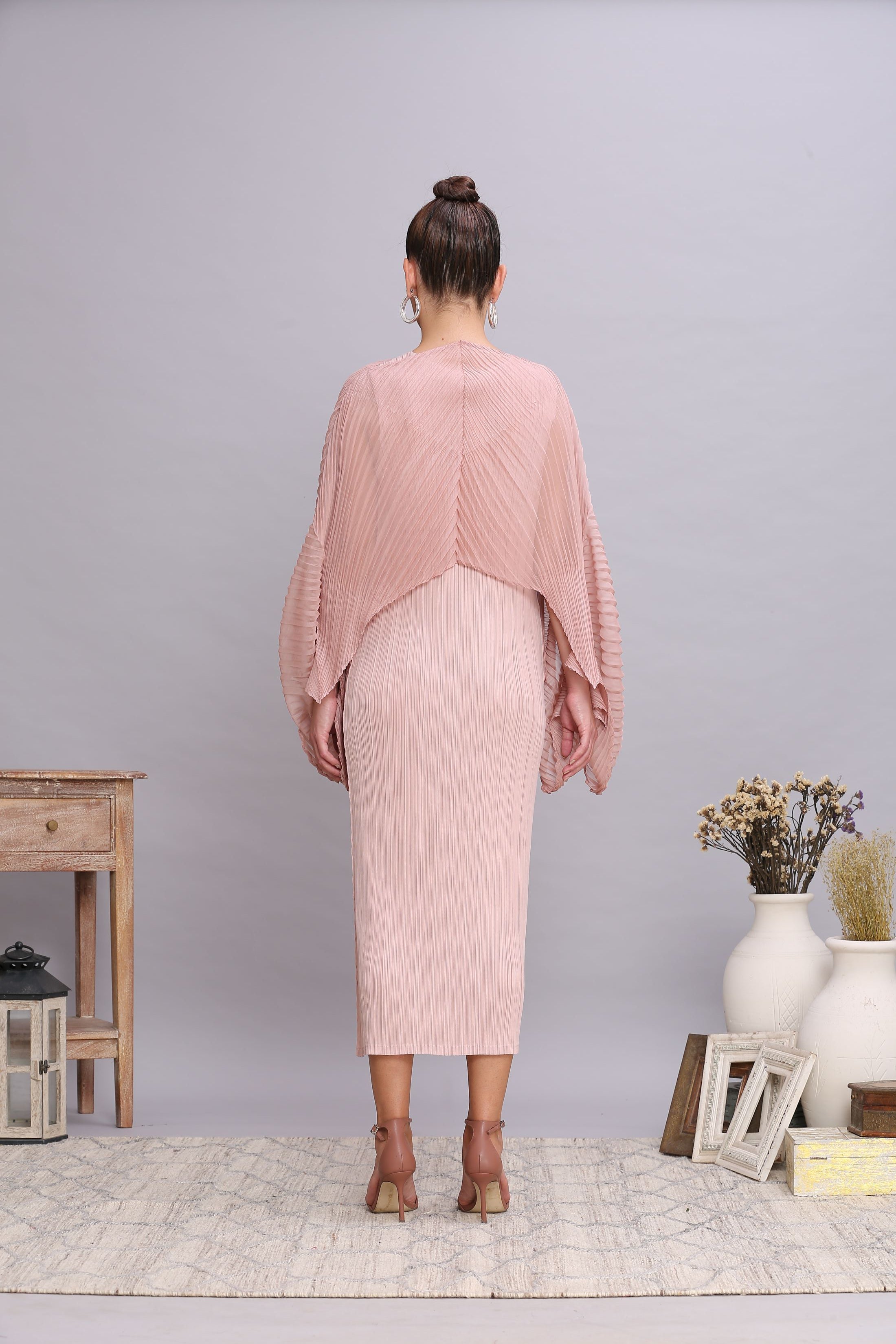 NUDE PINK DRESS WITH COVERUP