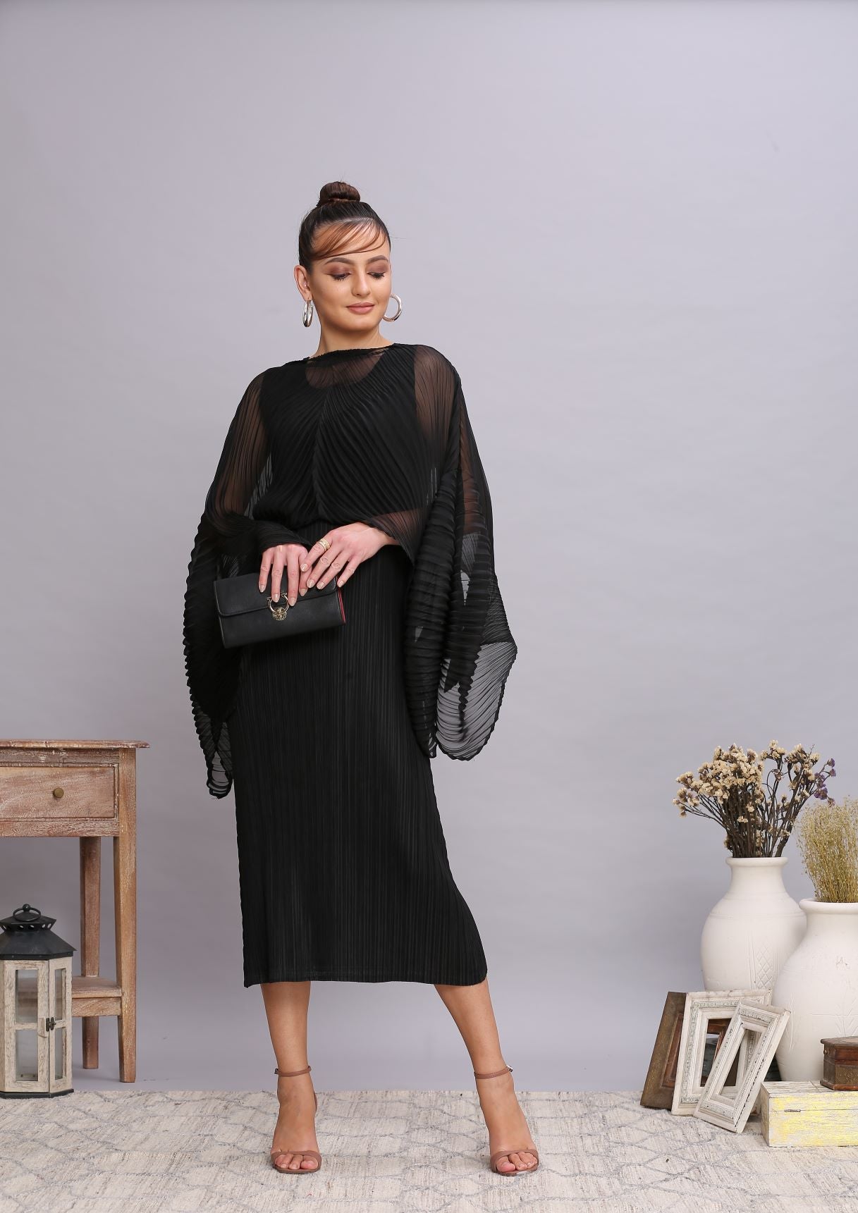 BLACK DRESS WITH COVERUP