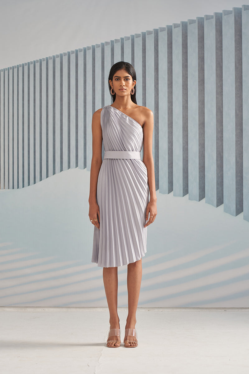 one shoulder dress with belt Access Fashion