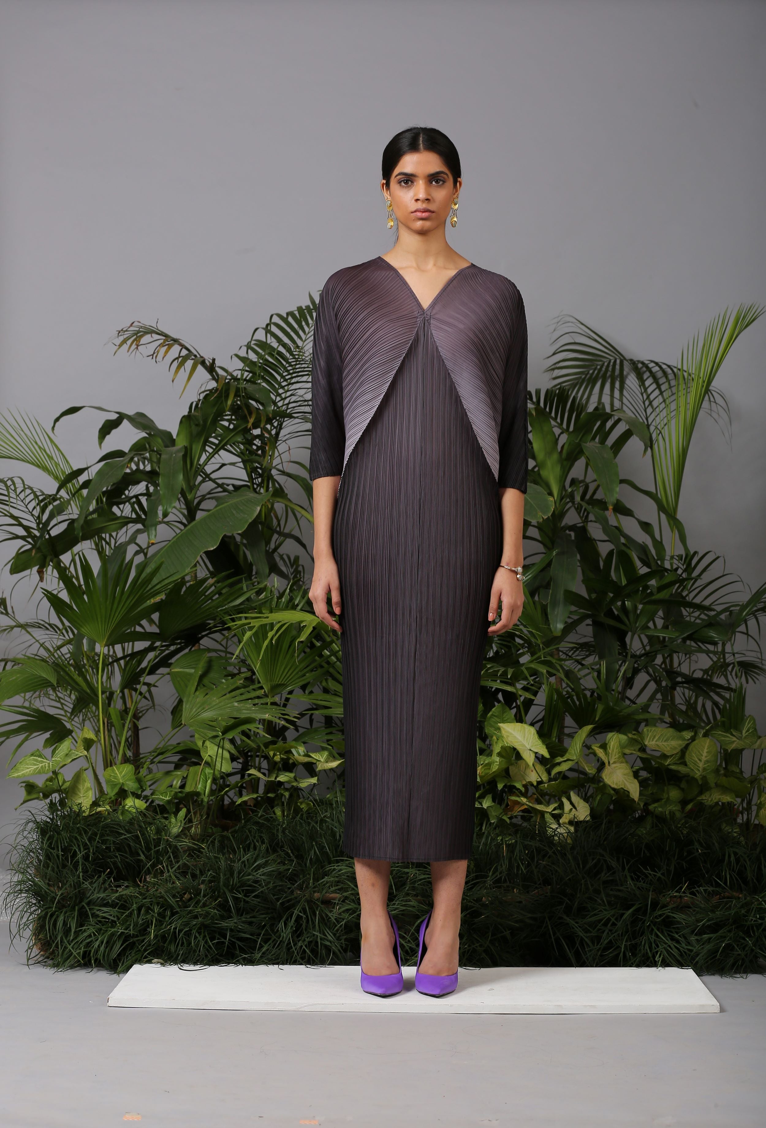 BLACK OMBRE KAFTAN DRESS