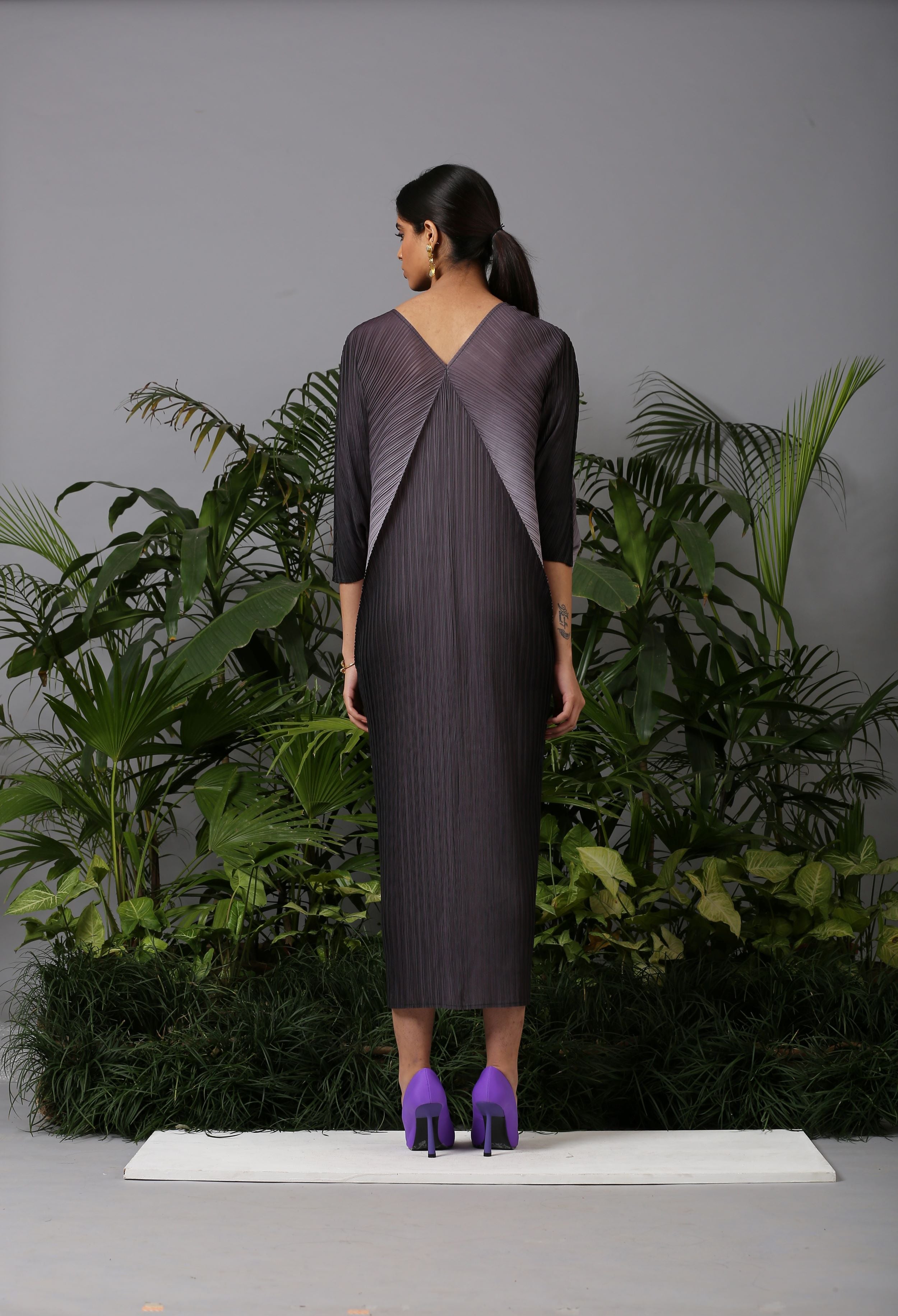 BLACK OMBRE KAFTAN DRESS