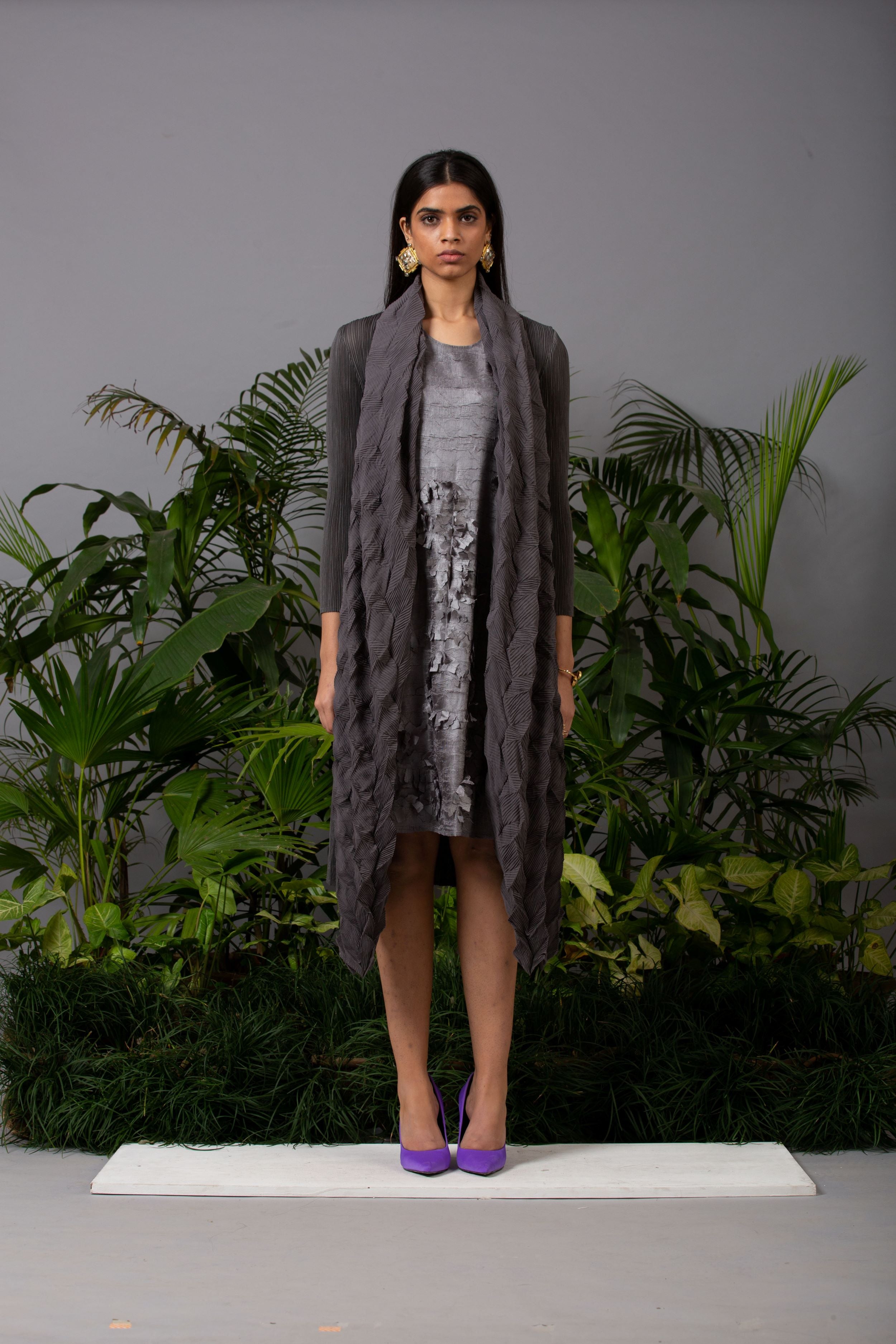 GREY CRUSHED & TEXTURED JACKET