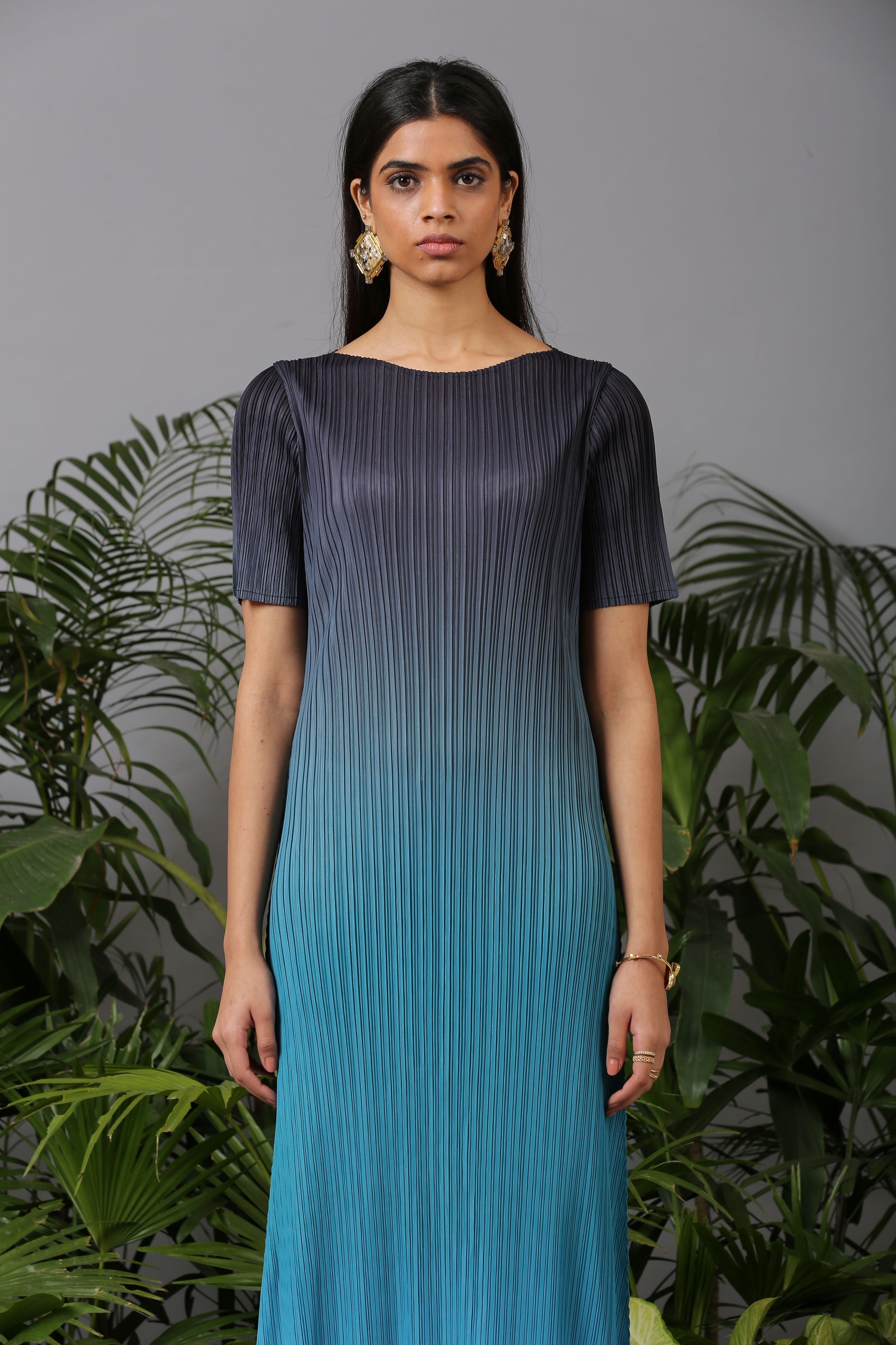 TEAL BLUE OMBRE DRESS