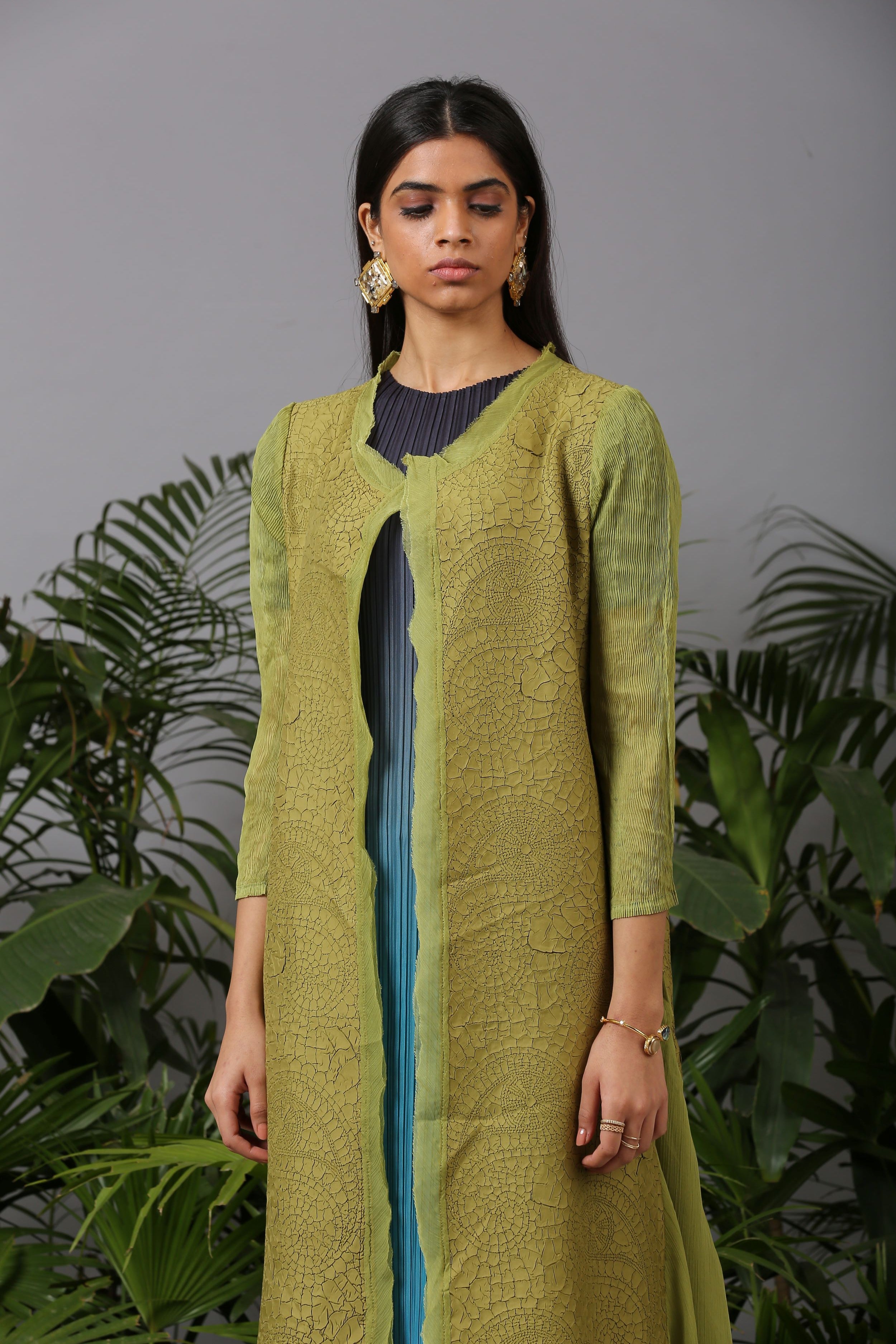 LIME GREEN PAISLEY TEXTURED JACKET